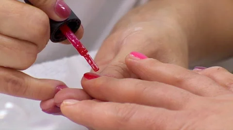 Covering Nails With Nail Polish Stock Footage 63440187