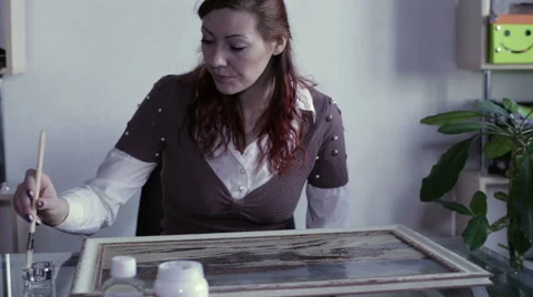 Covering picture with varnish Stock Footage 59598521