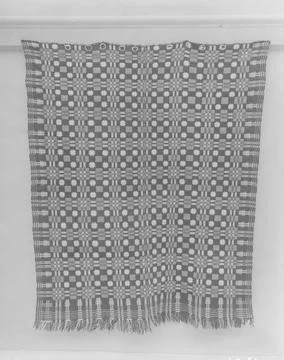 Coverlet, Four Snowballs pattern with Pine-tree border ca. 1830 American Th.. Stock Photos