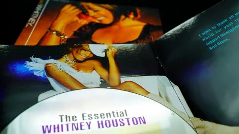Covers and cd inserts of the American singer and actress Whitney Houston Stock Photos