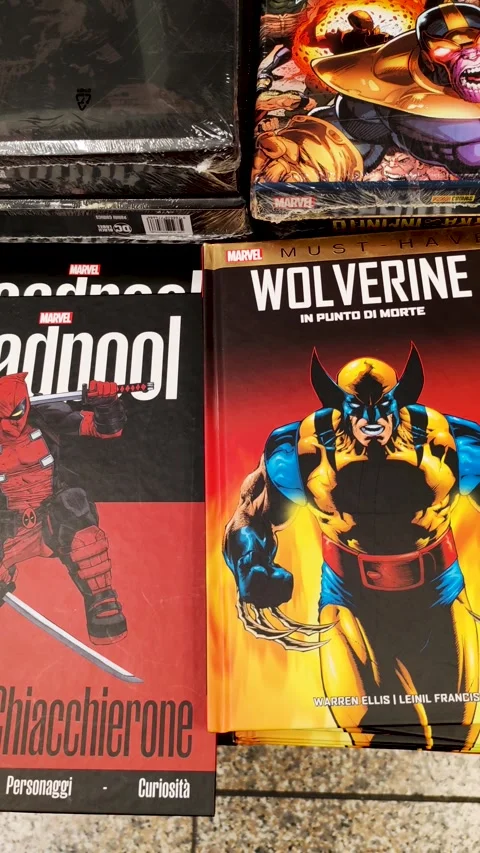 The covers of the books Deadpool and In the Point of Death. Wolverine. Stock Footage 285957286