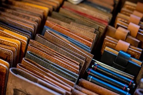 Covers for documents and notebooks made of leather Stock Photos