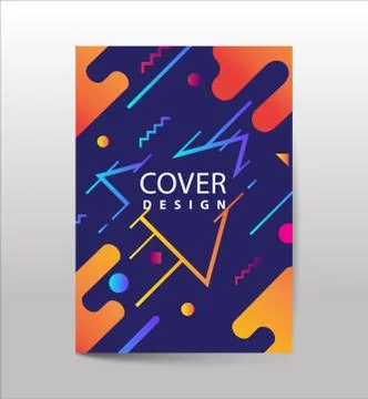 Covers with Flat &amp; Dynamic Design. Geometric shapes Dynamic wavy form with ir Stock Illustration