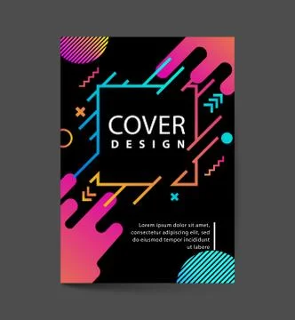 Covers with Flat &amp; Dynamic Design. Geometric shapes Dynamic wavy form with ir Stock Illustration