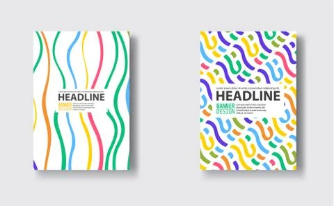 Covers with flat geometric pattern set. Cool colorful backgrounds. Stockillustratie