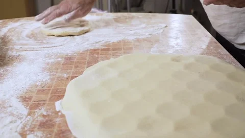 Covers form a dumpling dough hd Video stock 80044718