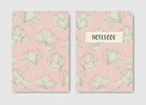 Covers with magnolia pattern template Stock Illustration
