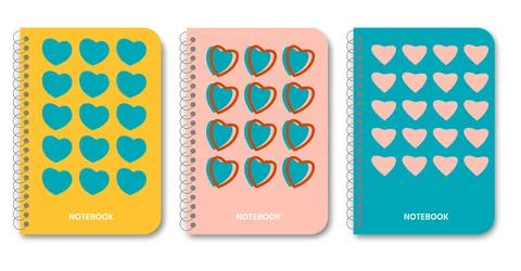 Covers for notebooks with different hearts set Stock Illustration