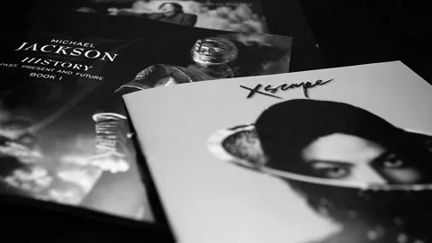 Covers of three CDs by the American singer, songwriter and dancer, MICHAEL .. Stock Footage 247462197