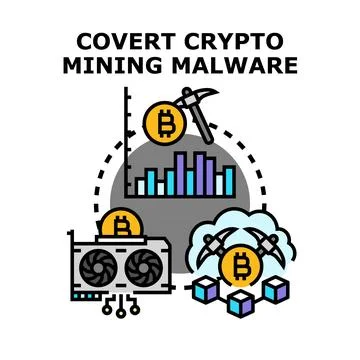 Covert crypto mining malware cyber attack concept 库存插图