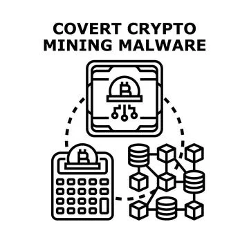 Covert crypto mining malware cyber security threat Stock Illustration