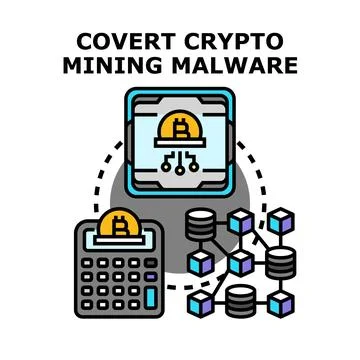 Covert crypto mining malware cyber security threat Stock Illustration