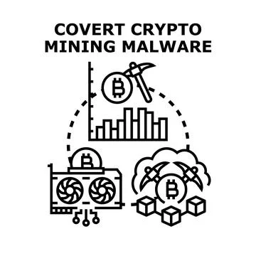 Covert crypto mining malware cyber attack concept Stockillustratie