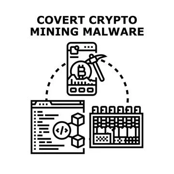 Covert crypto mining malware exploiting digital devices Stock Illustration
