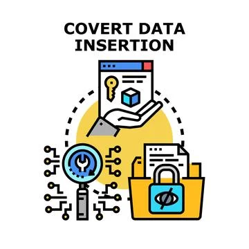 Covert data insertion concept for hidden information security Stock Illustration