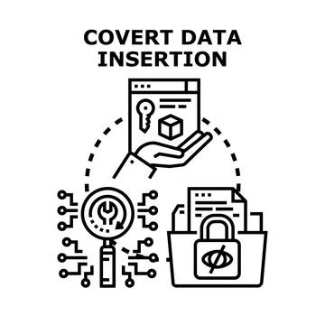 Covert data insertion concept for hidden information security Illustrazione stock