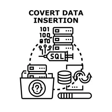 Covert data insertion concept with sql injection vulnerability Stock Illustration