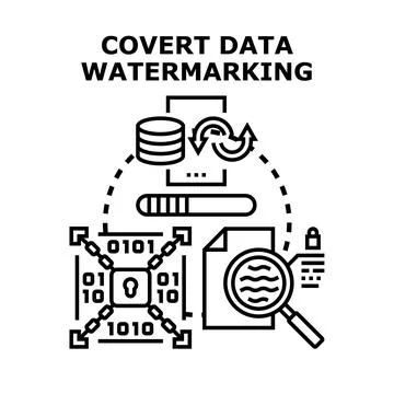 Covert data watermarking protecting digital information security Illustrazione stock