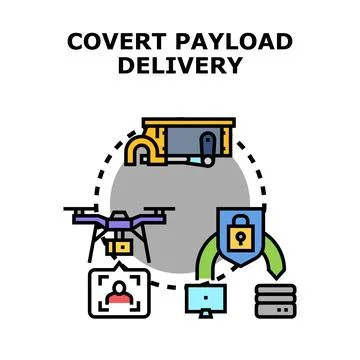 Covert payload delivery process representing data security 库存插图