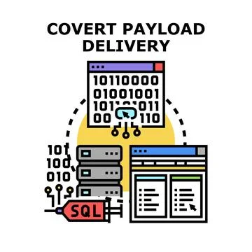 Covert payload delivery using sql injection cyber attack Stock Illustration