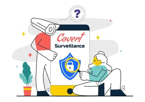 Covert Surveillance Vector Illustration Featuring the Act of Observing and .. Stock Illustration