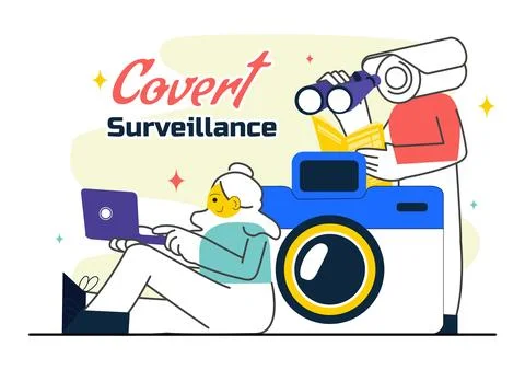 Covert Surveillance Vector Illustration Featuring the Act of Observing and .. Stock Illustration