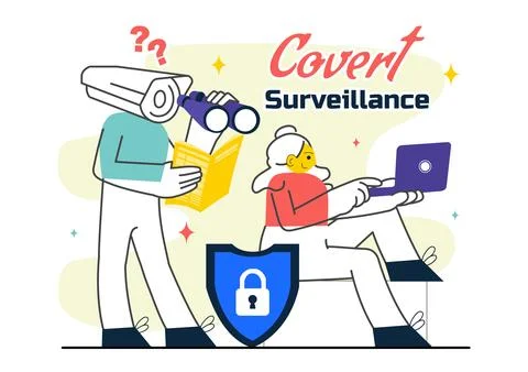 Covert Surveillance Vector Illustration Featuring the Act of Observing and .. Stock Illustration