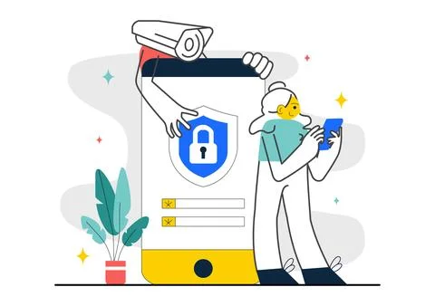 Covert Surveillance Vector Illustration Featuring the Act of Observing and .. Illustrazione stock