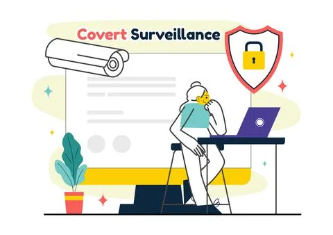 Covert Surveillance Vector Illustration Featuring the Act of Observing and .. Stock Illustration