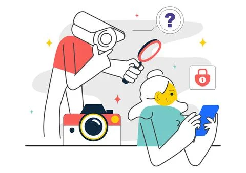 Covert Surveillance Vector Illustration Featuring the Act of Observing and .. Stock Illustration