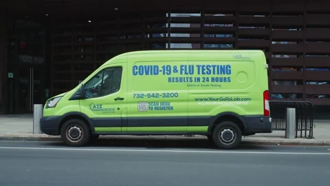 Covid-19 and Flu Testing Van outside Barclays Center, Brooklyn, New York. Video stock 231265524