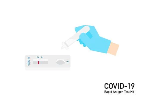 Covid 19 antigen test kit positive resulted in hand vector ep13 Stock Illustration