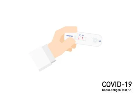 Covid 19 antigen test kit positive resulted in hand vector ep6 Stock Illustration