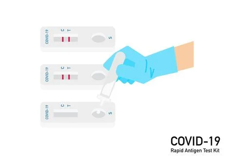 Covid 19 antigen test kit positive resulted in hand vector ep7 Stock Illustration