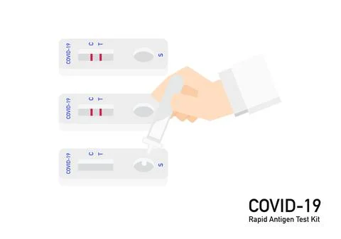 Covid 19 antigen test kit positive resulted in hand vector ep8 Illustrazione stock