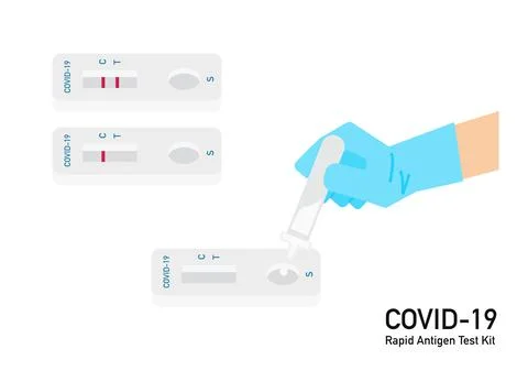 Covid 19 antigen test kit positive resulted in hand vector ep9 Stock Illustration