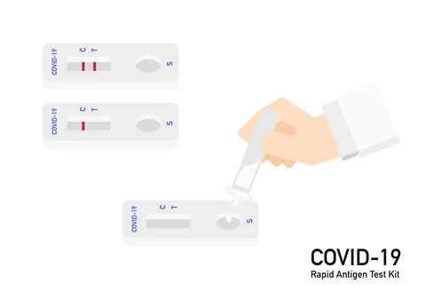 Covid 19 antigen test kit positive resulted in hand vector e10 Stock Illustration