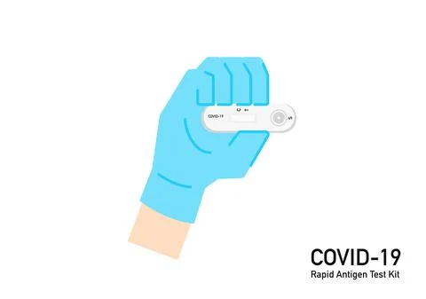 Covid 19 antigen test kit on technician hand vector on white background 03 Stock Illustration