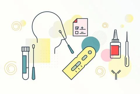 COVID-19 - Antigen Testing Kits - Illustration Stock Illustration