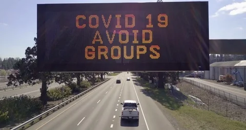 "Covid 19 Avoid Group" social distancing Aerial Pan Up to distance Stock-Footage 126950223