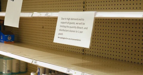 Covid-19 Awareness - interior empty store shelves Stock Footage 128272590