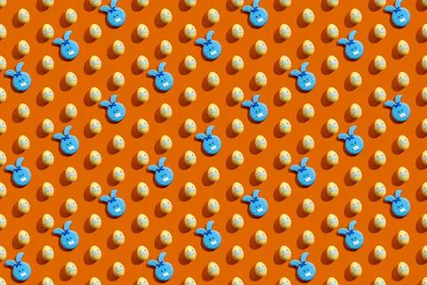 Covid-19 background seamless pattern rabbit orange Foto stock