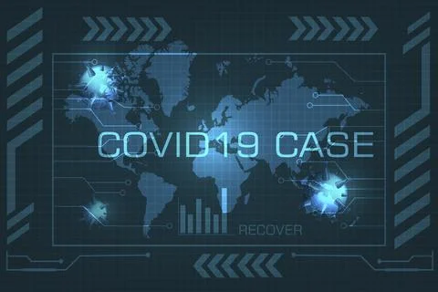 Covid 19 case update data in  design for report new case and recover Corona Viru Stock Illustration