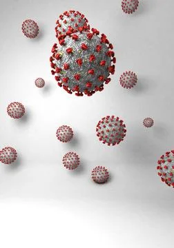 Covid-19 cell 3d rendering illustration great for A5 brochure. Concept banner Stock Illustration