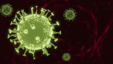COVID-19 cell in microscope view. Realistic 3D rendering. Stock Footage 126303918