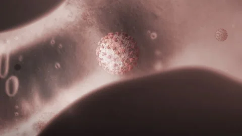 A Covid-19 cell moves under a microscope Stock Footage