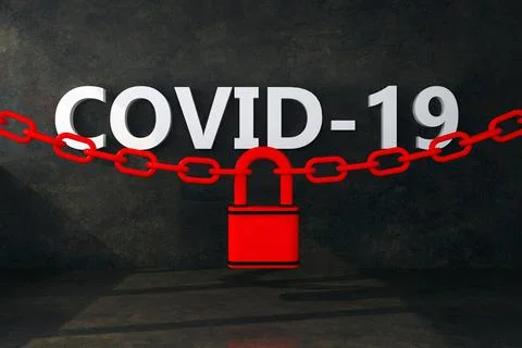 Covid-19 concept locked with a chain with a lock Stock Illustration
