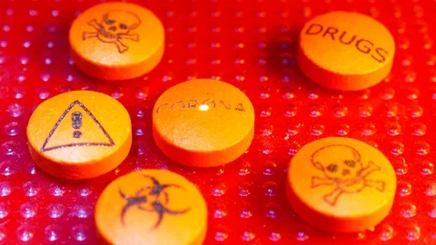 COVID-19 CORONA virus caption on pill cure medicine Stock Footage 124698010