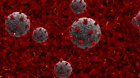 COVID-19 coronavirus  3d render seamless loop model red background Stock Footage 127273903