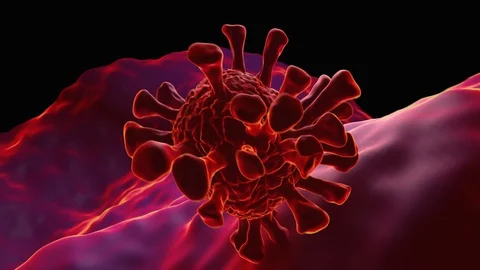 Covid-19 Coronavirus Attacking a Cell 3D Model Anamation Stock Footage 127775473